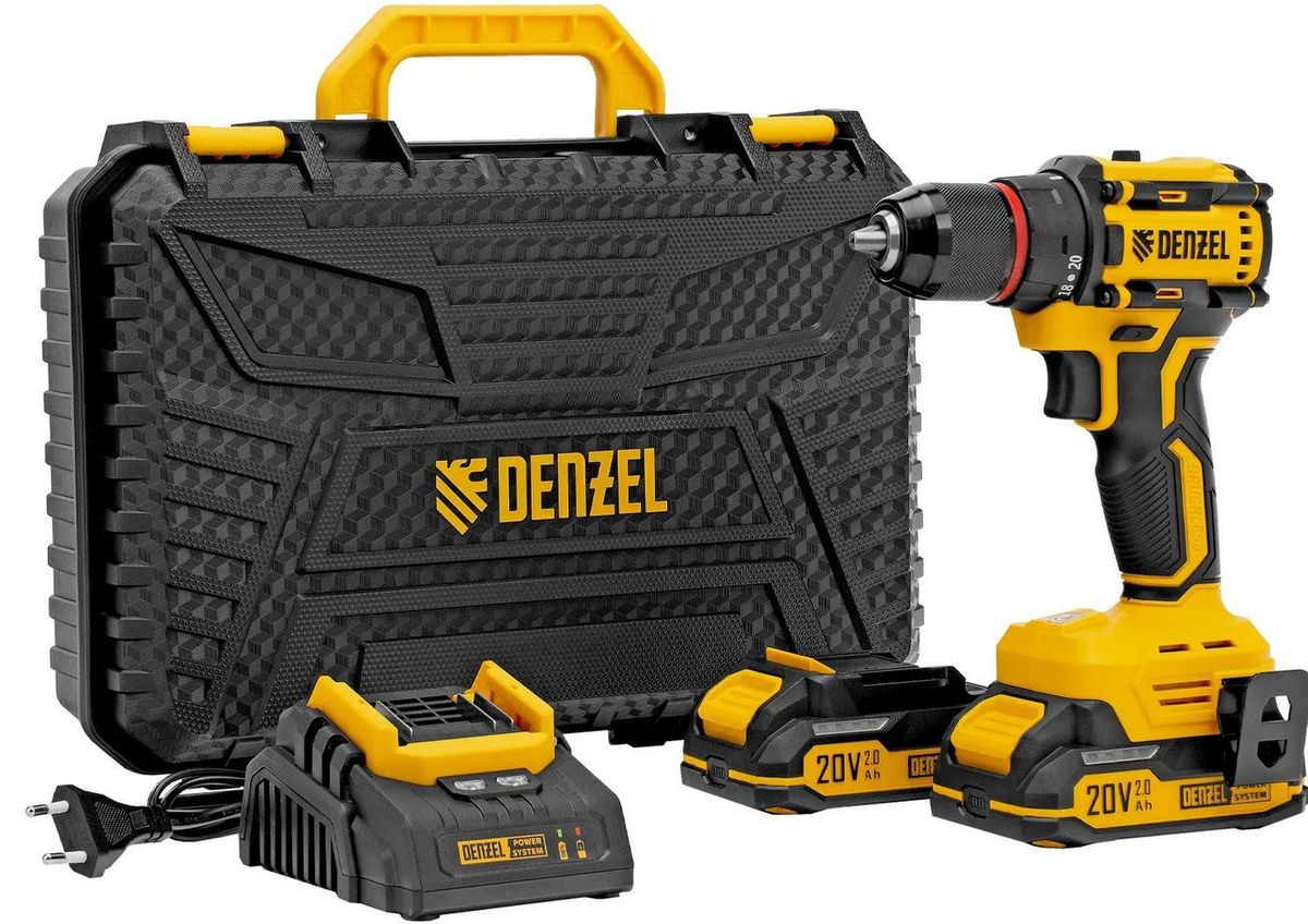 Дрель-шуруповерт Denzel CDH-BL-20 (с 2-мя АКБ, кейс)