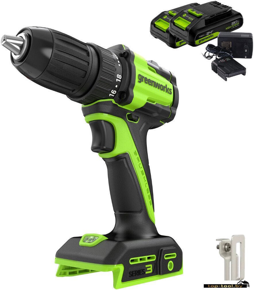 Дрель-шуруповерт Greenworks DD345 3708307CUC (с 2-мя АКБ)