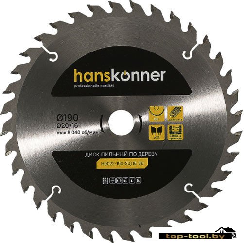 Пильный диск Hanskonner H9022-190-20/16-36