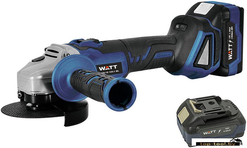 Угловая шлифмашина WATT WWS-18/125-1 BL 4.018.125.01 (с 2-мя АКБ)