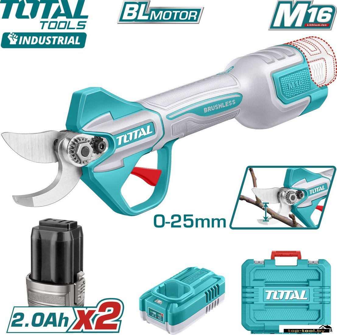 Секатор Total TSSLI162582 (с 2-мя АКБ, кейс)