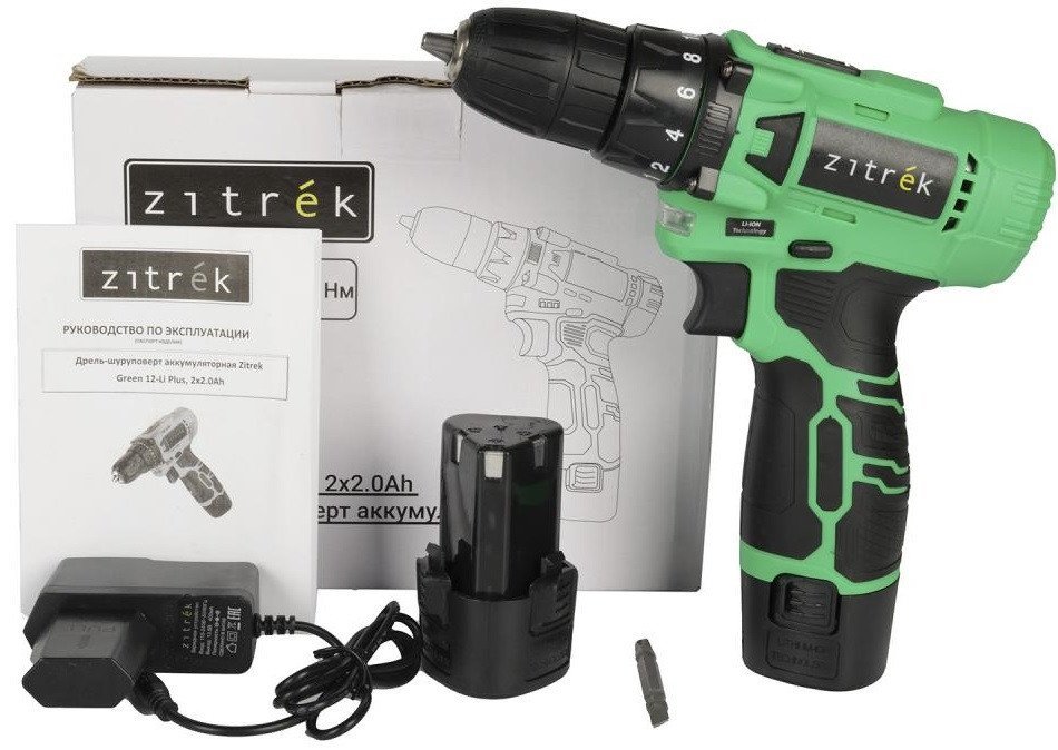 Дрель-шуруповерт Zitrek Green 12-Li Plus 083-1114 (с 2-мя АКБ)