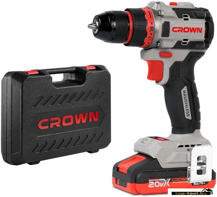 Дрель-шуруповерт Crown CT21128HMX-2 BMC (с 2-мя АКБ, кейс)