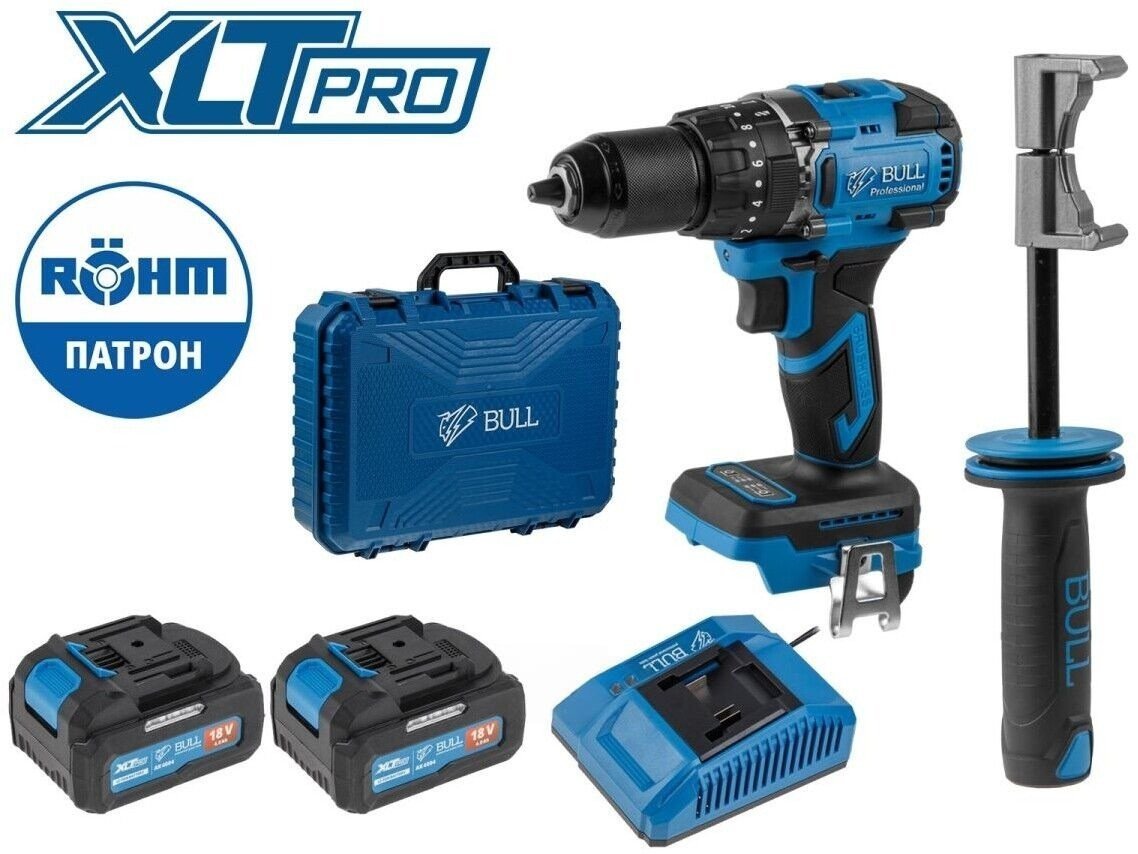 Ударная дрель-шуруповерт Bull SR 1806 R-series Xcase XLTpro 2329059 (с 2-мя АКБ, кейс)